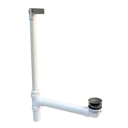 Westbrass Hidden Linear Overflow Sch. 40 PVC Tub Waste, W/ ADA Approved Tip-Toe Drain, in Satin Nickel 493244HLD-07